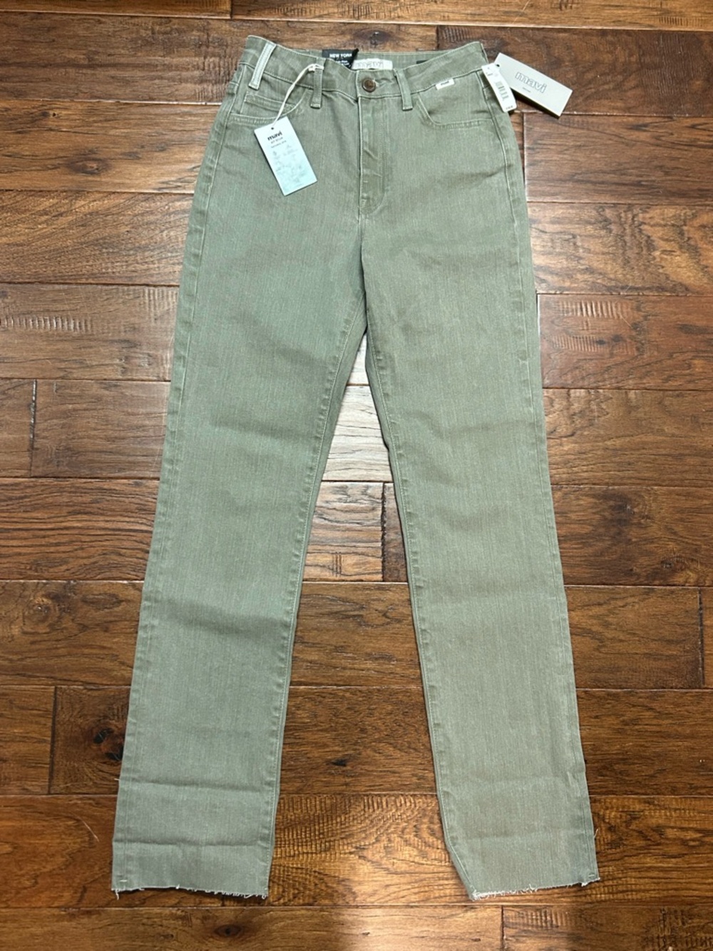 Mavi New York High-Rise Straight Leg Jeans Olive Green W25 L32 NWT